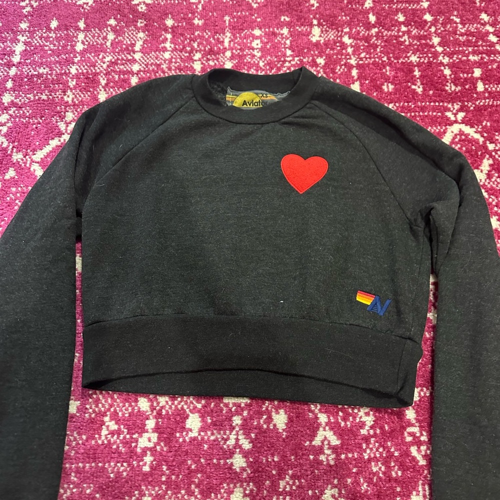 Cropped Aviator Nation crew sweatshirt